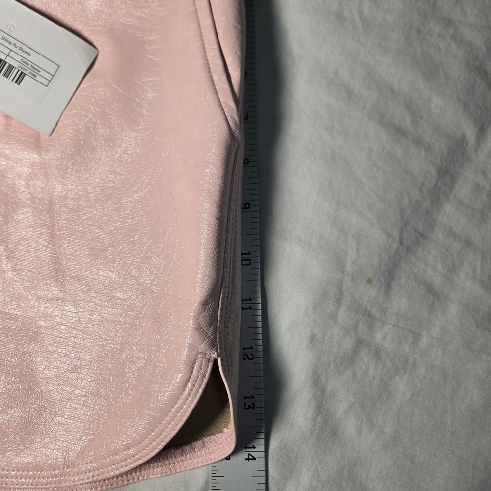 Grey Lab Shiny PU Shorts Light Pink Faux Leather High Waisted JJ1125P Size L NEW - Picture 4 of 10